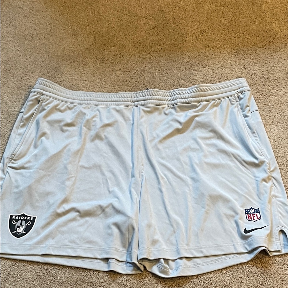 Nike Light Gray Raiders NFL Shorts